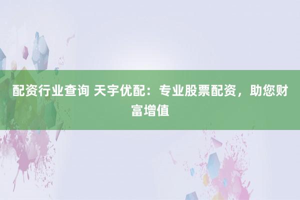 配资行业查询 天宇优配：专业股票配资，助您财富增值