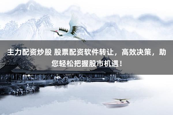 主力配资炒股 股票配资软件转让，高效决策，助您轻松把握股市机遇！