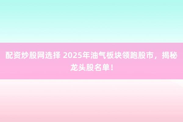 配资炒股网选择 2025年油气板块领跑股市，揭秘龙头股名单！