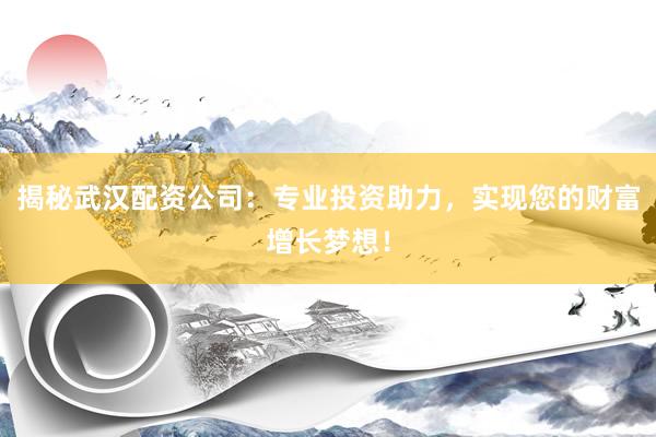 揭秘武汉配资公司：专业投资助力，实现您的财富增长梦想！