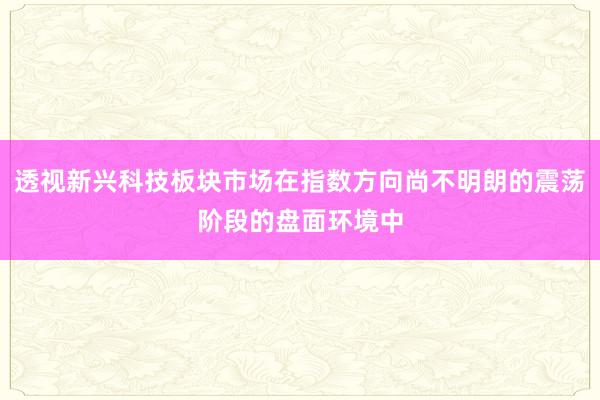 透视新兴科技板块市场在指数方向尚不明朗的震荡阶段的盘面环境中
