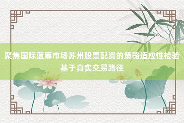 聚焦国际蓝筹市场苏州股票配资的策略适应性检验基于真实交易路径