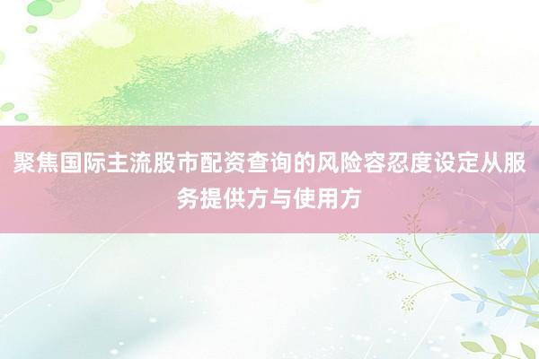 聚焦国际主流股市配资查询的风险容忍度设定从服务提供方与使用方