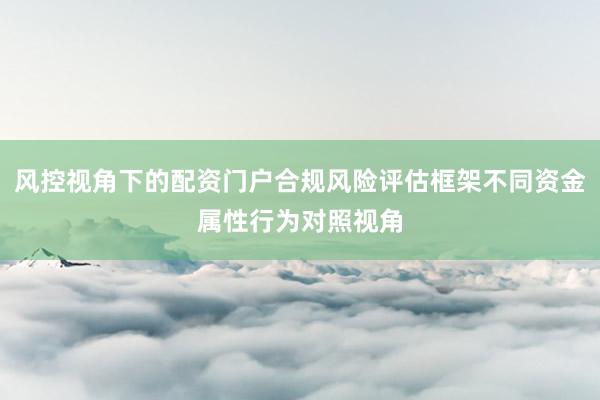 风控视角下的配资门户合规风险评估框架不同资金属性行为对照视角
