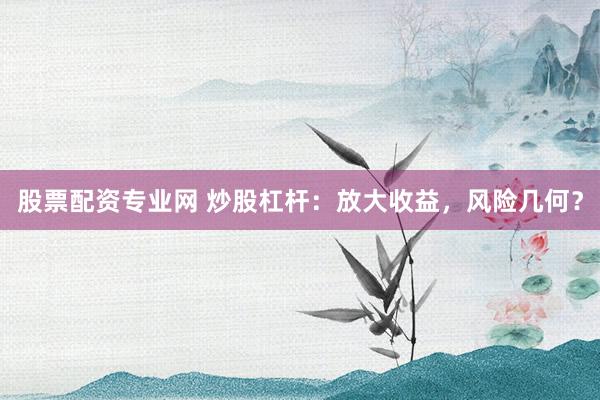 股票配资专业网 炒股杠杆：放大收益，风险几何？