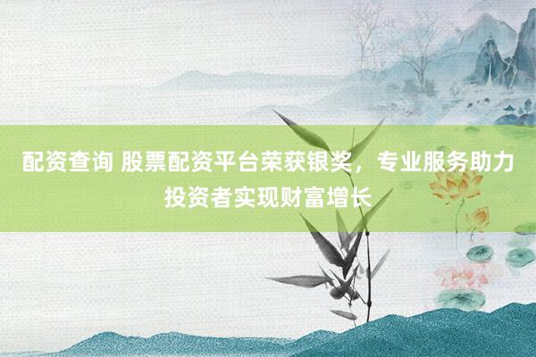 配资查询 股票配资平台荣获银奖，专业服务助力投资者实现财富增长