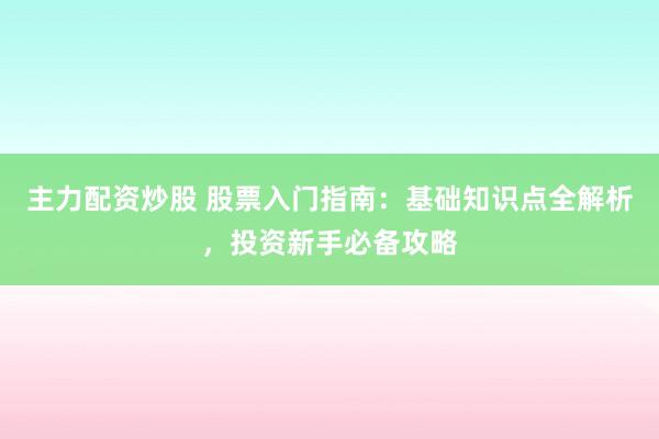 主力配资炒股 股票入门指南：基础知识点全解析，投资新手必备攻略