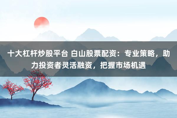 十大杠杆炒股平台 白山股票配资：专业策略，助力投资者灵活融资，把握市场机遇