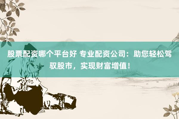 股票配资哪个平台好 专业配资公司：助您轻松驾驭股市，实现财富增值！